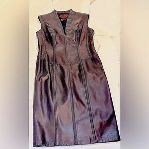 Italian black leather dress - corset style NWT gorgeous lined never worn!